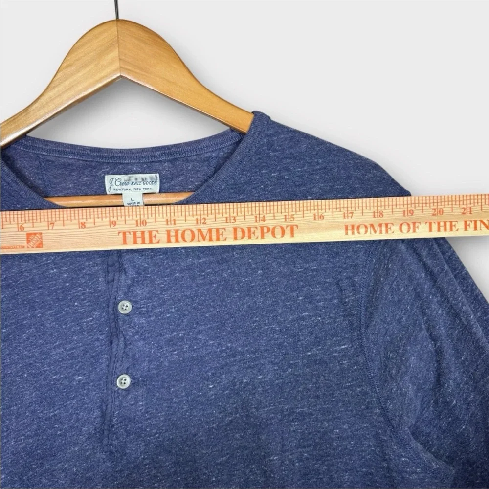 J.CREW Knit Goods Cotton Henley Shirt Long Sleeve Heather Blue Mens Size Large